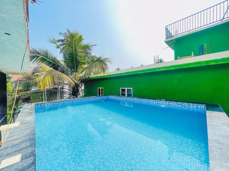 Pool under a clear blue sky